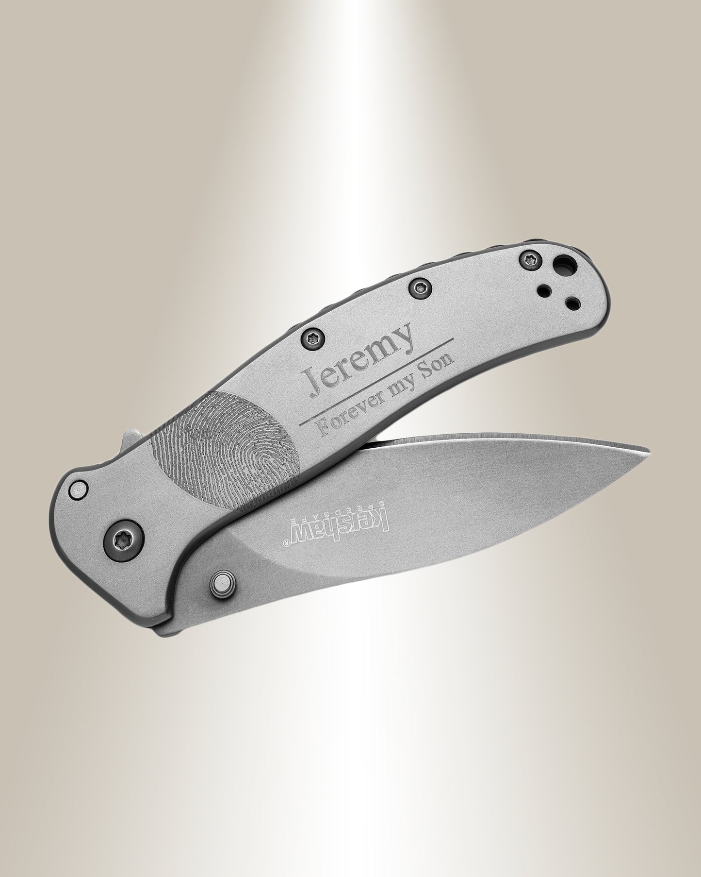 memorial gift knife with fingerprint engraved