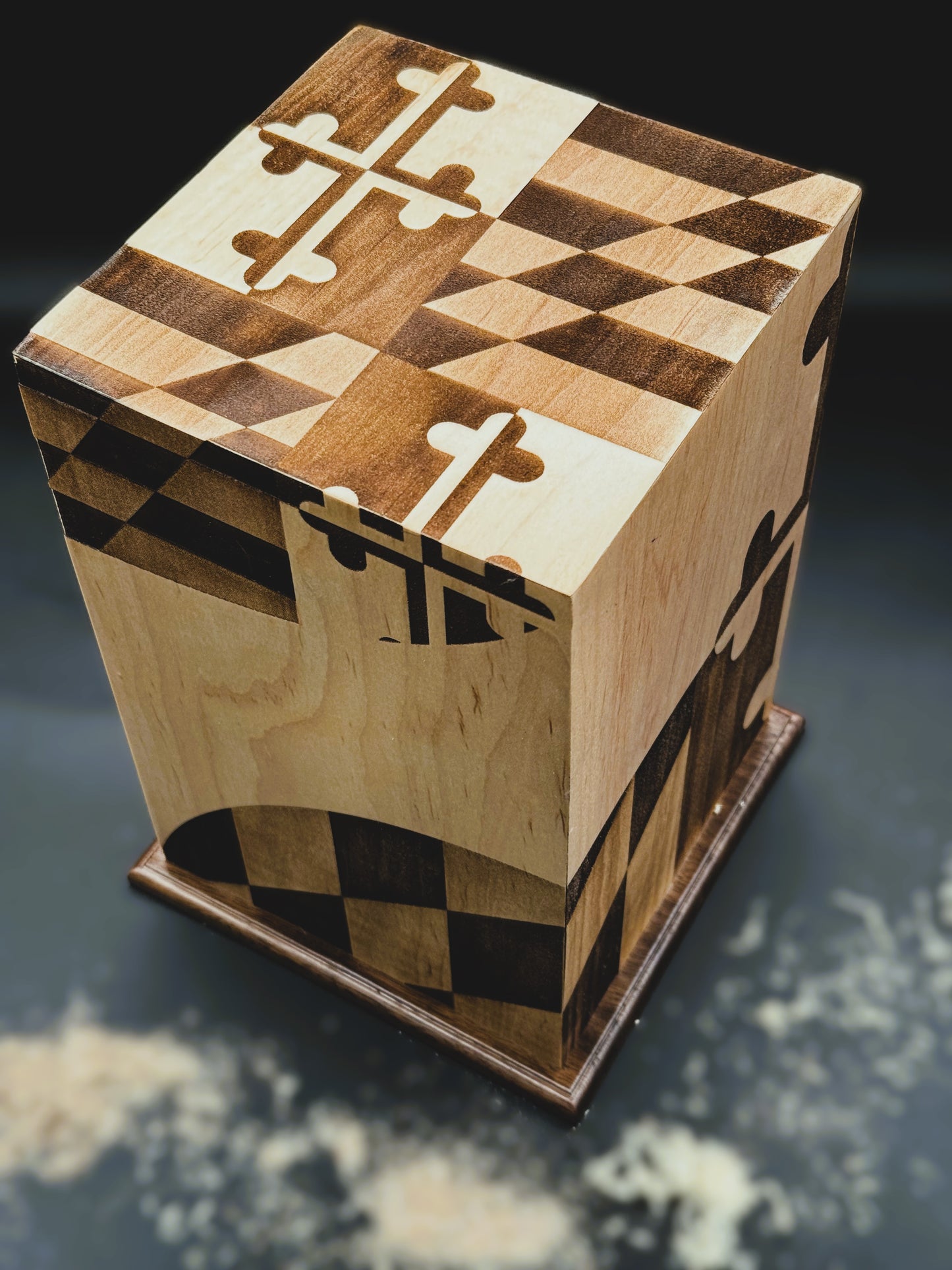 Maryland Flag wood urn