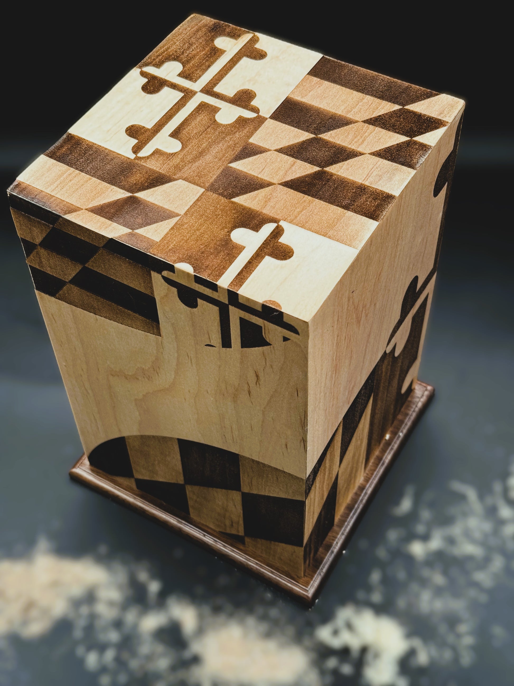 Maryland Flag wood urn